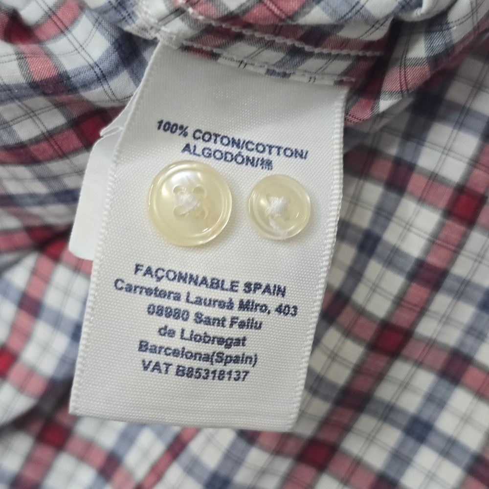 Faconnable Button Down Shirt Mens S Red White Plaid Contemporary Long Sleeve - Picture 11 of 14